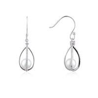 Argento Caged Pearl Crystal Drop Earrings