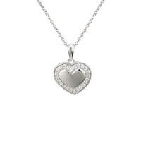 Argento Silver Crystal Border Heart Necklace