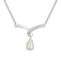 Argento Crossed Teardrop Crystal Pearl Necklace
