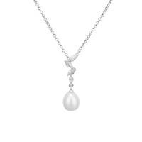 Argento Pearl Crystal Leaf Necklace