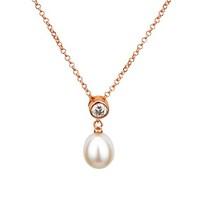 Argento Rose Gold Crystal Drop Pearl Necklace