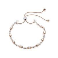 Argento Silver, Pearl and Rose Gold Pull Friendship Bracelet