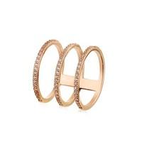 Argento Outlet Rose Gold Treble Band Pave Ring