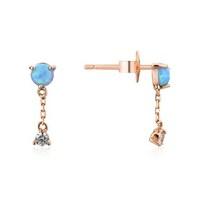 Argento Rose Gold & Blue Opal Drop Earrings