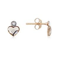 Argento Rose Gold Champagne Heart Stud Earrings