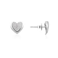 Argento Silver Crystal Heart Stud Earrings