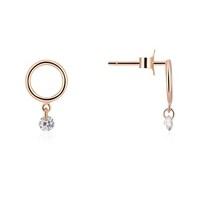 Argento Rose Gold Open Circle Drop Earrings
