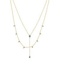 argento gold turquoise lariat layered necklace