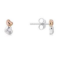 Argento Rose Gold & Silver Heart Earrings