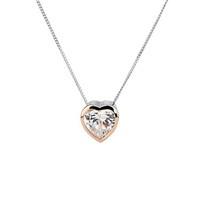 Argento Solitaire Rose Gold Mix Heart Necklace