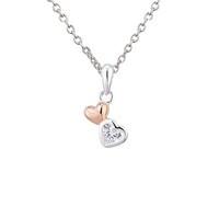 Argento Rose Gold And Silver Hearts Necklace