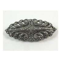 Art Deco Silver marcasite dress clip / brooch - silver stamp