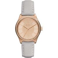 Armani Exchange Ladies Rose Gold Plated Grey Strap Watch AX5444