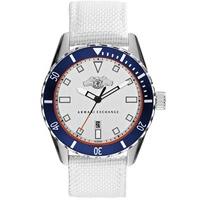 armani exchange mens white logo fabric strap watch ax1711