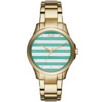 Armani Exchange Ladies Gold Plated Striped Dial Bracelet Watch AX5233