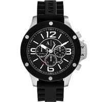 Armani Exchange Mens Black Chronograph Rubber Strap Watch AX1522