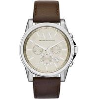Armani Exchange Mens Brown Chronograph Leather Strap Watch AX2506