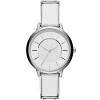 armani exchange ladies white leather strap watch ax5300