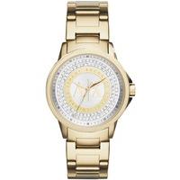 Armani Exchange Ladies Gold Plated Stone Set Bracelet Watch AX4321