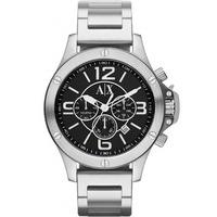armani exchange mens silver chronograph black dial bracelet watch ax13 ...