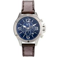 armani exchange mens silver chronograph brown leather strap watch ax25 ...