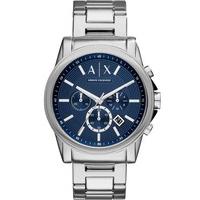 Armani Exchange Mens Silver Blue Dial Chronograph Bracelet Watch AX2509