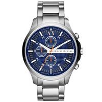 Armani Exchange Mens Silver Blue Dial Chronograph Bracelet Watch AX2155