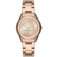 Armani Exchange Ladies Rose Gold Plated Stone Dial Bracelet Watch AX5432