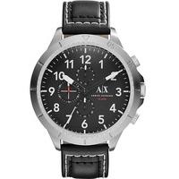 Armani Exchange Mens Black Chronograph Leather Strap Watch AX1754