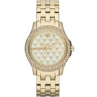 Armani Exchange Ladies Gold Plated Quilted Stone Dial Bezel Bracelet Watch AX5216