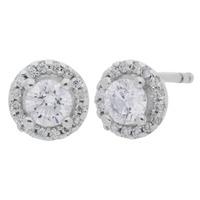 Arctic Circle Diamonds 18ct White Gold 0.53ct Round Brilliant Diamond Halo Stud Earrings UKE2369