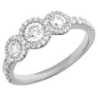 Arctic Circle Diamonds 18ct White Gold 1.01ct Round Brilliant Trilogy Cluster Ring UKR11019