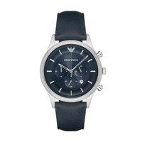 Armani Gents Stainless Steel Chronogrpah Blue Leather Strap Watch