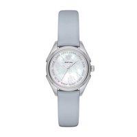 Armani Ladies Grey Leather White Dial Watch