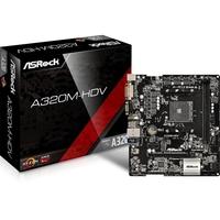Asrock A320M-HDV, AMD A320, AM4, Micro ATX, 2 DDR4, VGA, DVI, HDMI, M.2, RAID