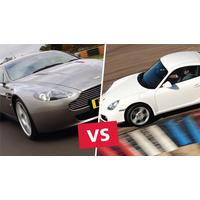 Aston Martin versus Porsche Driving at Thruxton