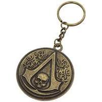 assassins creed iv black flag round metal crest and skull keychain ke1 ...