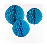 Assorted Blue Honeycomb Decorations 3 Pack