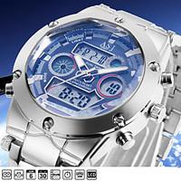 ASJ Fashion Military Mens Sport Wrist Quartz Watches Dual Time Zone Date Day LCD Display Waterproof Alarm Chronograph Wrist Watch Cool Unique Watch