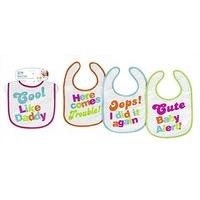 Assorted Design Message Baby\'s First Steps Rear Velcro Fastening Terry Bib