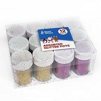 Assorted Colours Glitter Pots 12 Pack Red Silver Gold Green Pink Christmas