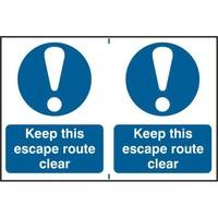 asec keep this escape route clear 200mm x 300mm pvc self adhesive sign