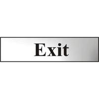 asec exit 200mm x 50mm chrome self adhesive sign