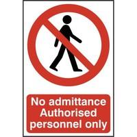 asec no admittance authorised personnel only 200mm x 300mm pvc self ad ...