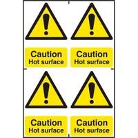 asec caution hot surface 200mm x 300mm pvc self adhesive sign