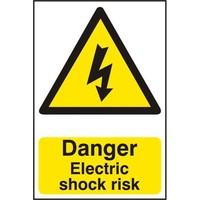 asec danger electric shock risk 200mm x 300mm pvc self adhesive sign