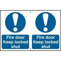 asec fire door keep locked shut 200mm x 300mm pvc self adhesive sign
