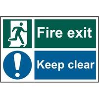 asec fire exit keep clear 200mm x 300mm pvc self adhesive sign