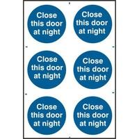 asec close this door at night 200mm x 300mm pvc self adhesive sign