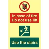 asec in case of fire do not use lift 200mm x 300mm pvc self adhesive p ...